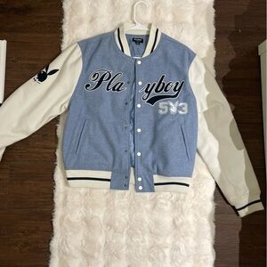 Playboy By PacSun Blue '53 Letterman Bomber Jacket
